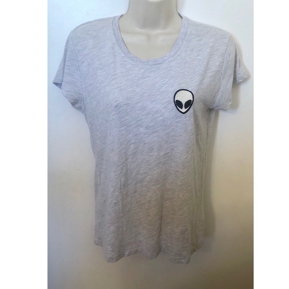 Brandy Melville gray alien patch T-shirt one size